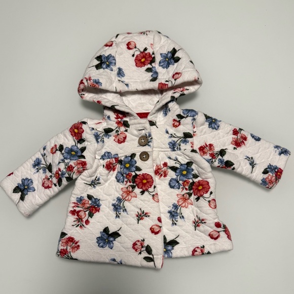 💥4/$20💥 💕🌸🩵 Carter's Quilted Floral Baby Girl’s Jacket Size 3 Months - Picture 8 of 10